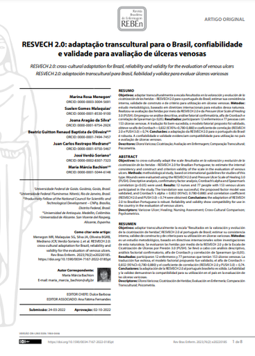 RESVECH 2.0: cross-cultural adaptation for Brazil, reliability and validity for the evaluation of venous ulcers