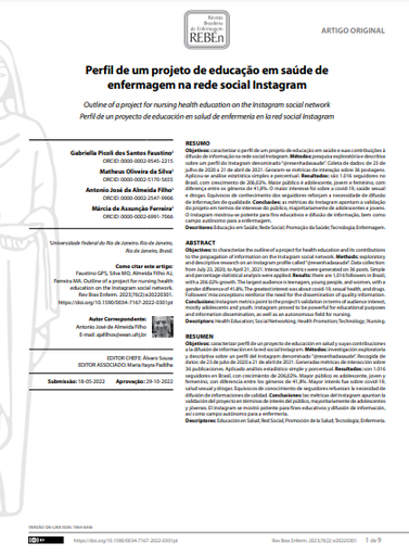 Outline of a project for nursing health education on the Instagram social network