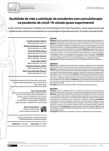 Quality of life and satisfaction of students with auriculotherapy in the covid-19 pandemic: a quasi-experimental study