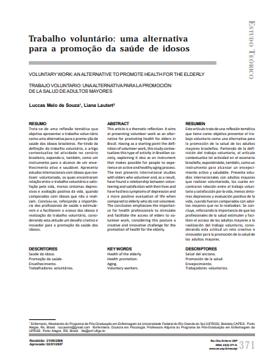 Trabalho voluntário: uma alternativa para a promoção da saúde de idosos