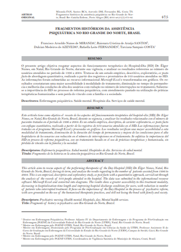 Fragmentos históricos da assistência psiquiátrica no Rio Grande do Norte, Brasil