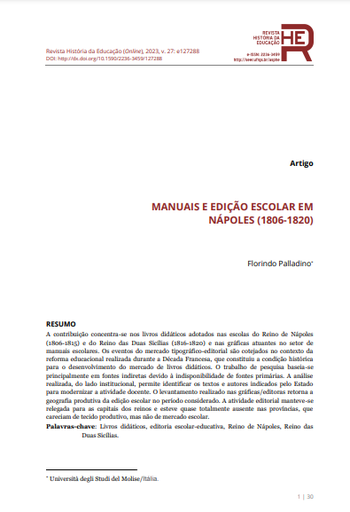 MANUALISTICA ED EDITORIA SCOLASTICA A NAPOLI (1806-1820)