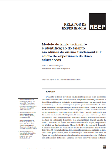 Modelo de Enriquecimento e identificação do talento em alunos do ensino fundamental I: relato de experiência de duas educadoras