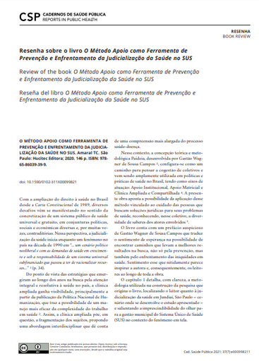 Resenha sobre o livro O Método Apoio como Ferramenta de Prevenção e Enfrentamento da Judicialização da Saúde no SUS