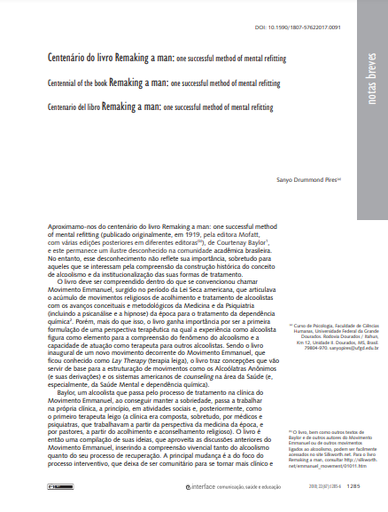 Centenário do livro Remaking a man: one successful method of mental refitting