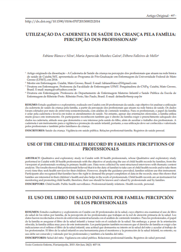 Use of the child health record by families: perceptions of professionals