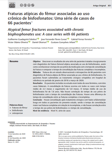 Atypical femur fractures associated with chronic bisphosphonates use: A case series with 66 patients