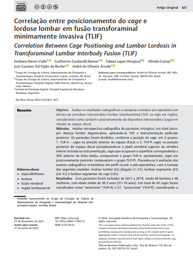 Correlation Between Cage Positioning and Lumbar Lordosis in Transforaminal Lumbar Interbody Fusion (TLIF)