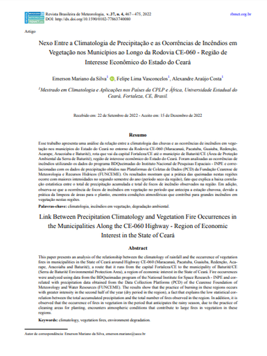 Nexo Entre a Climatologia de Precipitação e as Ocorrências de Incêndios em Vegetação nos Municípios ao Longo da Rodovia CE-060 - Região de Interesse Econômico do Estado do Ceará