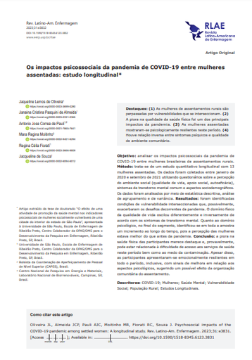 Psychosocial impacts of the COVID-19 pandemic among settled women: A longitudinal study