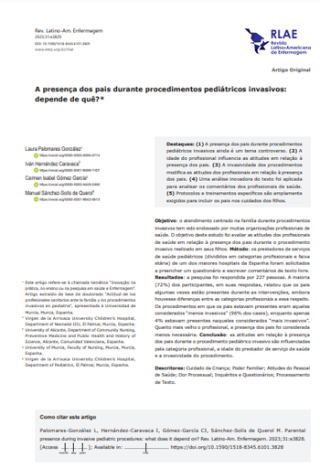 Parental presence during invasive pediatric procedures: what does it depend on?