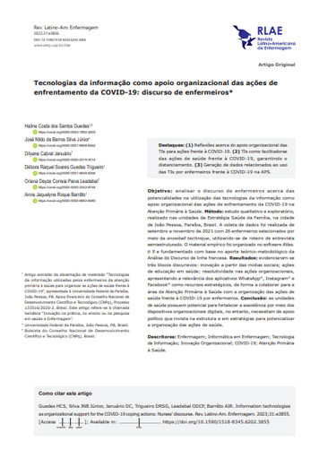 Information technologies as organizational support for the COVID-19 coping actions: Nurses’ discourse