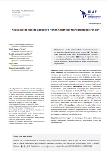 Evaluation of the use of a Renal Health application by kidney transplant recipients