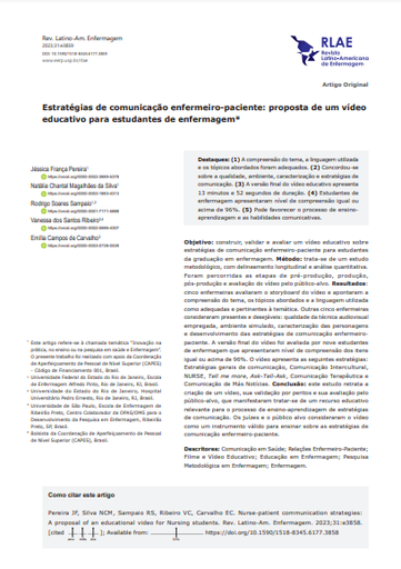 Estrategias de comunicación enfermero-paciente: propuesta de un video educativo para estudiantes de enfermería