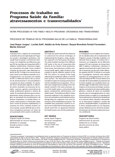 Processos de trabalho no Programa Saúde da Família: atravessamentos e transversalidades
