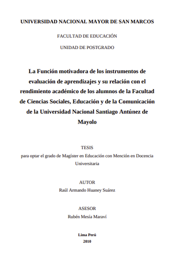 La Función motivadora de los instrumentos de evaluación de aprendizajes y su relación con el rendimiento académico