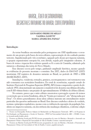 Brasil, Éden desmoronado: desastres naturais no Brasil contemporâneo