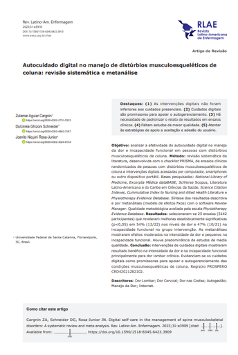 Autocuidado digital en el manejo de los trastornos musculoesqueléticos de columna: revisión sistemática y metanálisis