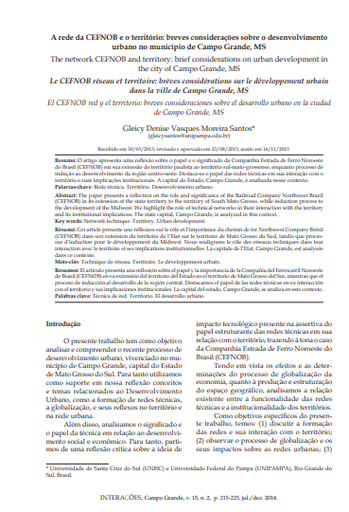 A rede da CEFNOB e o território: breves considerações sobre o desenvolvimento urbano no município de Campo Grande, MS
