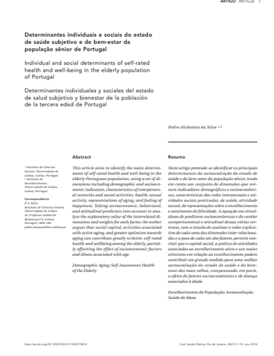 Individual and social determinants of self-rated health and well-being in the elderly population of Portugal