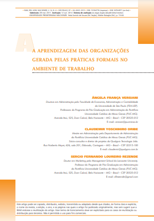 A aprendizagem das organizações gerada pelas práticas formais no ambiente de trabalho