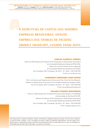 A estrutura de capital das maiores empresas brasileiras: análise empírica das teorias de Pecking Order e trade-off, usando panel data