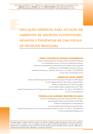 Educação gerencial para atuação em ambientes de negócios sustentáveis: desafios e tendências de uma escola de negócios brasileira