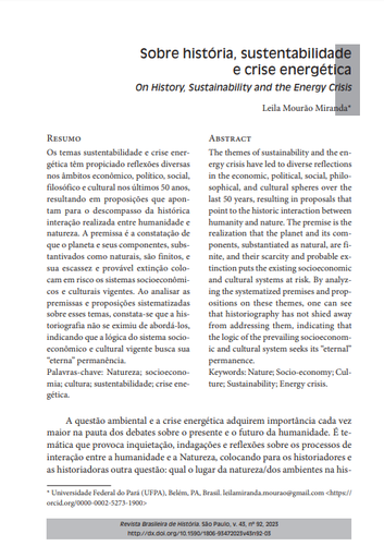 Sobre história, sustentabilidade e crise energética