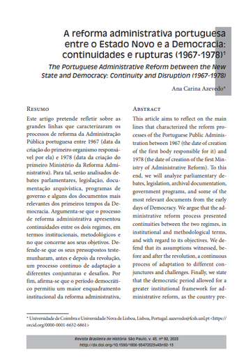 A reforma administrativa portuguesa entre o Estado Novo e a Democracia: continuidades e rupturas (1967-1978)