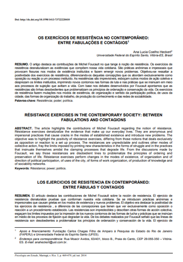 Os exercícios de resistência no contemporâneo: entre fabulações e contágios