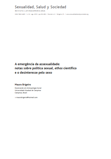 A emergência da assexualidade: notas sobre política sexual, ethos científico e o desinteresse pelo sexo