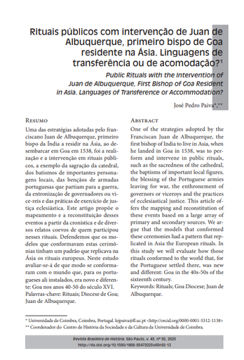 Rituais públicos com intervenção de Juan de Albuquerque, primeiro bispo de Goa residente na Ásia. Linguagens de transferência ou de acomodação?