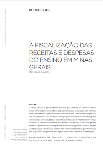 A fiscalização das receitas e despesas do ensino em Minas Gerais