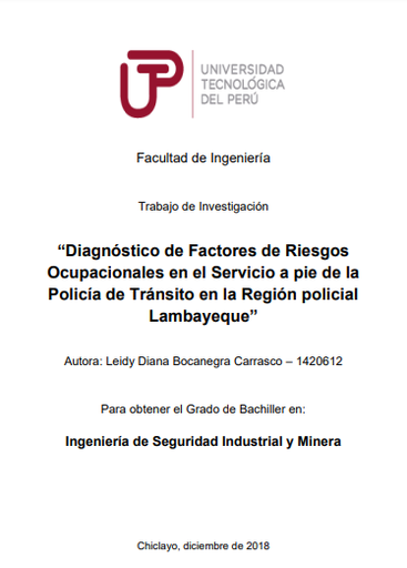 Diagnóstico de factores de riesgos ocupacionales en el servicio a pie de la Policía de Tránsito en la Región policial