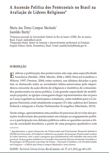 A Ascensão Política dos Pentecostais no Brasil na Avaliação de Líderes Religiosos