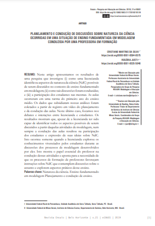 PLANEJAMENTO E CONDUÇÃO DE DISCUSSÕES SOBRE NATUREZA DA CIÊNCIA OCORRIDAS EM UMA SITUAÇÃO DE ENSINO FUNDAMENTADA EM MODELAGEM CONDUZIDA POR UMA PROFESSORA EM FORMAÇÃO