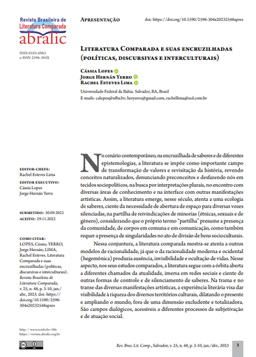 Literatura Comparada e suas encruzilhadas (políticas, discursivas e interculturais)