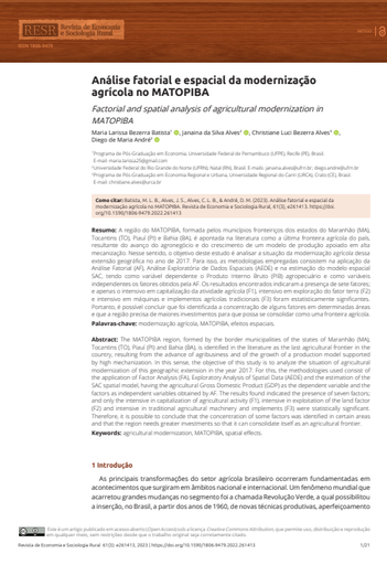 Análise fatorial e espacial da modernização agrícola no MATOPIBA