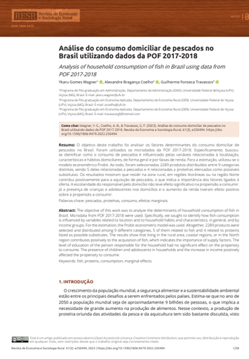 Análise do consumo domiciliar de pescados no Brasil utilizando dados da POF 2017-2018
