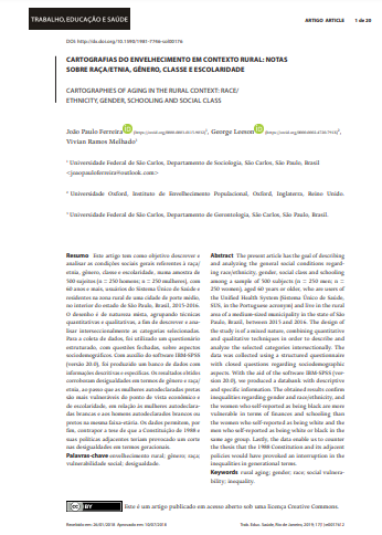 CARTOGRAFIAS DO ENVELHECIMENTO EM CONTEXTO RURAL: NOTAS SOBRE RAÇA/ETNIA, GÊNERO, CLASSE E ESCOLARIDADE