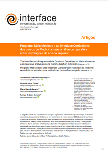 The More Doctors Program and the Curricular Guidelines for Medical courses: a comparative analysis among higher education institutions