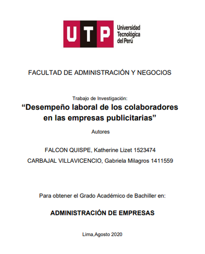 Desempeño laboral de los colaboradores en las empresas publicitarias