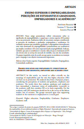 ENSINO SUPERIOR E EMPREGABILIDADE: PERCEÇÕES DE ESTUDANTES E GRADUADOS, EMPREGADORES E ACADÊMICOS