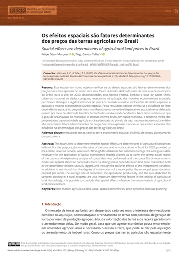 Os efeitos espaciais são fatores determinantes dos preços das terras agrícolas no Brasil