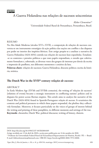 A Guerra Holandesa nas relações de sucessos seiscentistas