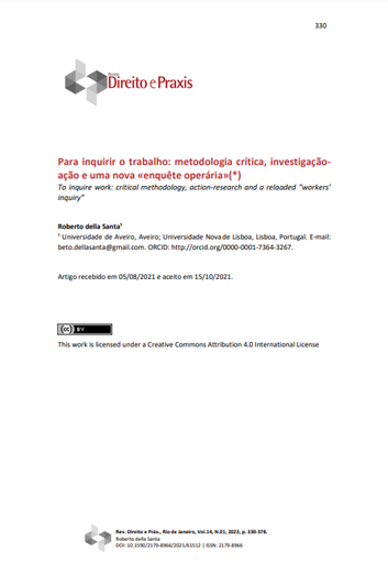 Para inquirir o trabalho: metodologia crítica, investigação-ação e uma nova «enquête operária»(*)