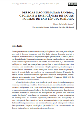 Pessoas não humanas: Sandra, Cecília e a emergência de novas formas de existência jurídica