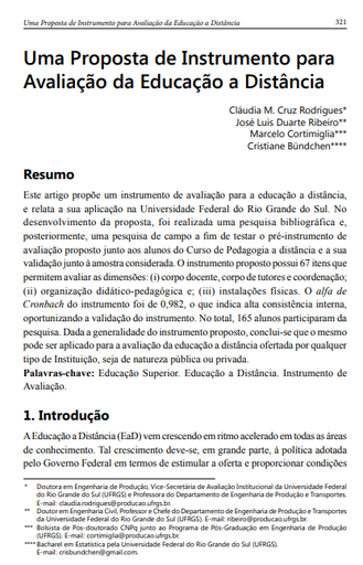 Uma proposta de instrumento para avaliação da educação a distância