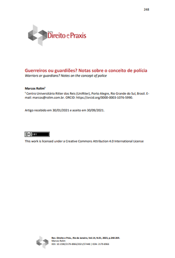 Guerreiros ou guardiões? Notas sobre o conceito de polícia