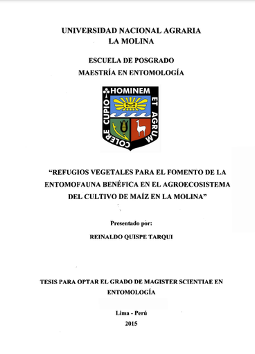 Refugios vegetales para el fomento de la entomofauna benéfica en el agroecosistema del cultivo de maíz en La Molina